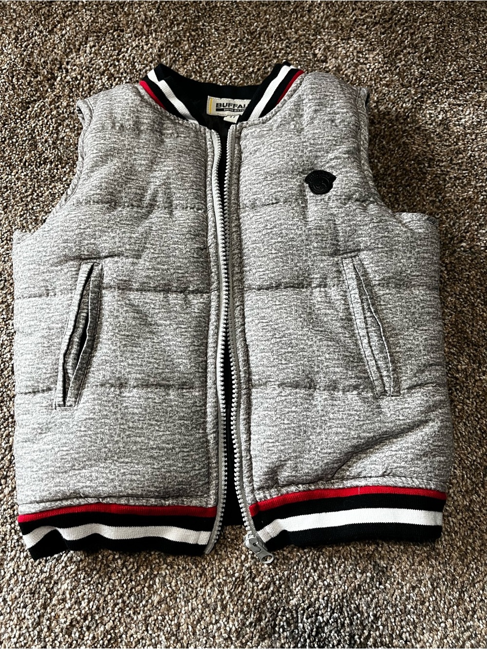 Kids buffalo Grey Puffer Vest sz 4